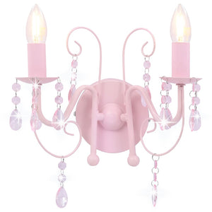 vidaXL Wall Lamp with Beads Pink 2 × E14 Sockets