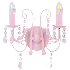 vidaXL Wall Lamp with Beads Pink 2 × E14 Sockets