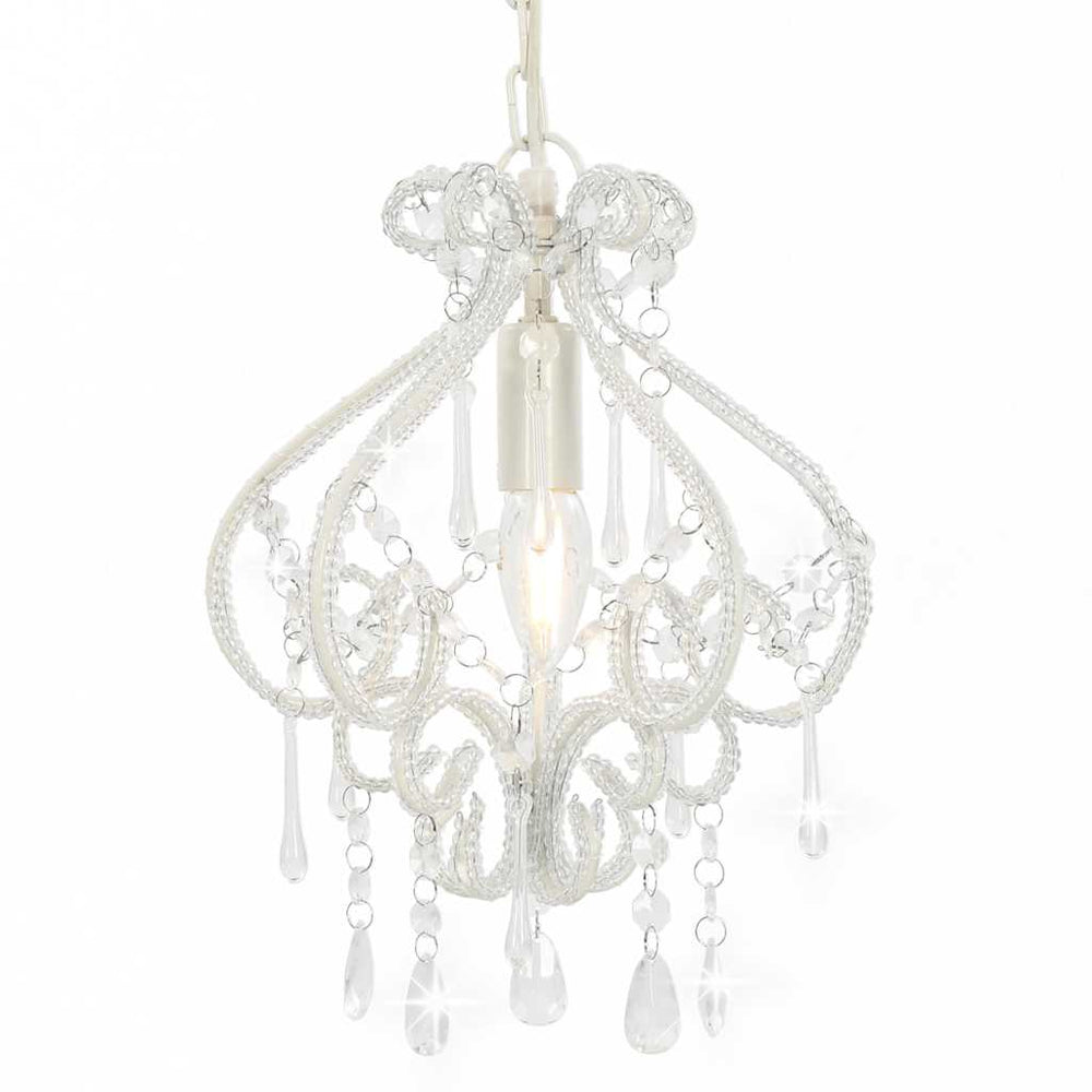 vidaXL Ceiling Lamp with Beads White Round E14