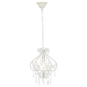 vidaXL Ceiling Lamp with Beads White Round E14