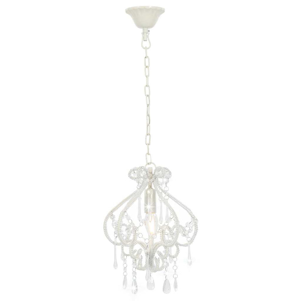 vidaXL Ceiling Lamp with Beads White Round E14