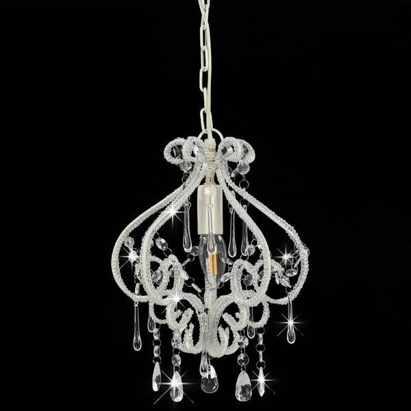 vidaXL Ceiling Lamp with Beads White Round E14