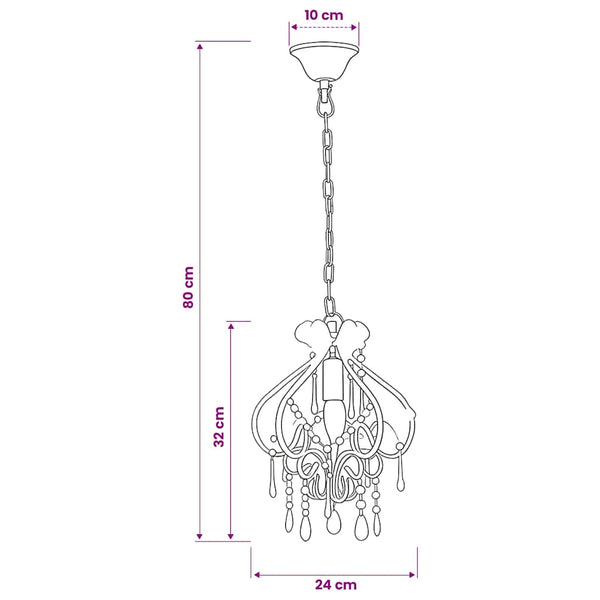 vidaXL Ceiling Lamp with Beads White Round E14