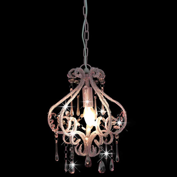 vidaXL Ceiling Lamp with Beads Pink Round E14