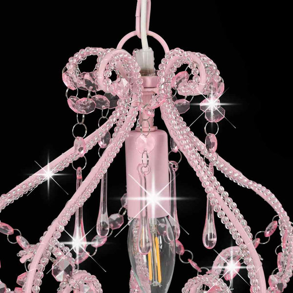 vidaXL Ceiling Lamp with Beads Pink Round E14