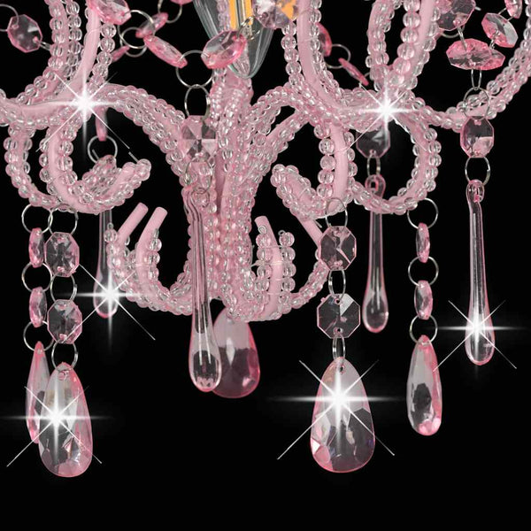 vidaXL Ceiling Lamp with Beads Pink Round E14