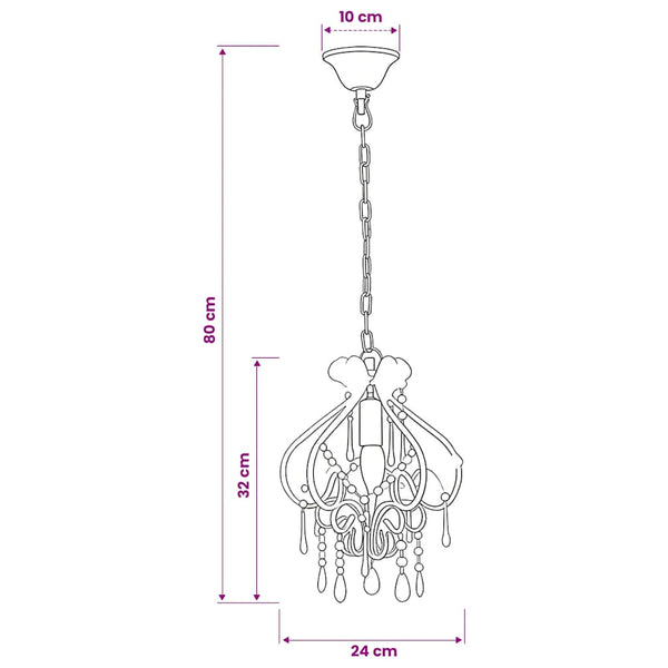 vidaXL Ceiling Lamp with Beads Pink Round E14