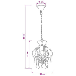 vidaXL Ceiling Lamp with Beads Pink Round E14