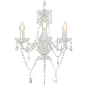 vidaXL Chandelier with Beads White Round 3×E14