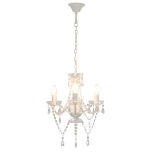 vidaXL Chandelier with Beads White Round 3×E14