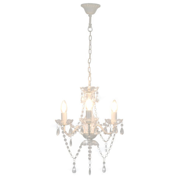 vidaXL Chandelier with Beads White Round 3×E14