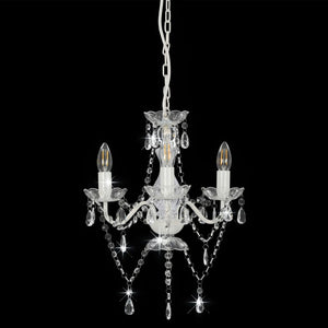 vidaXL Chandelier with Beads White Round 3×E14