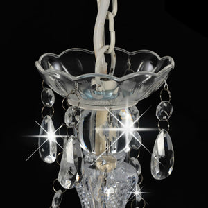 vidaXL Chandelier with Beads White Round 3×E14