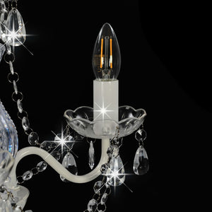 vidaXL Chandelier with Beads White Round 3×E14