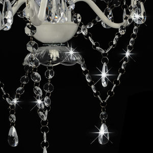 vidaXL Chandelier with Beads White Round 3×E14