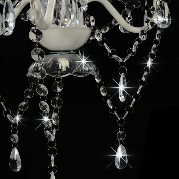 vidaXL Chandelier with Beads White Round 3×E14