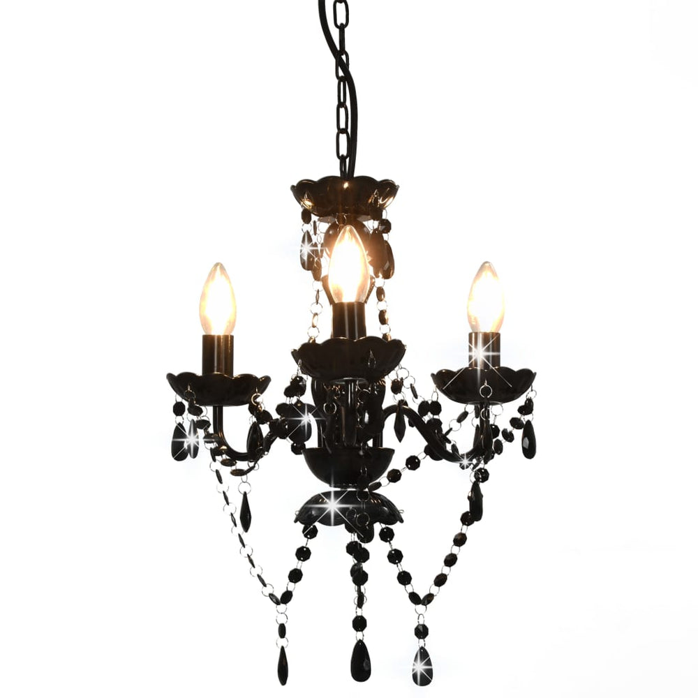 vidaXL Beaded Chandelier Black Round 3×E14
