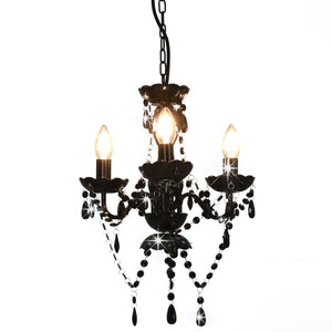 vidaXL Beaded Chandelier Black Round 3×E14