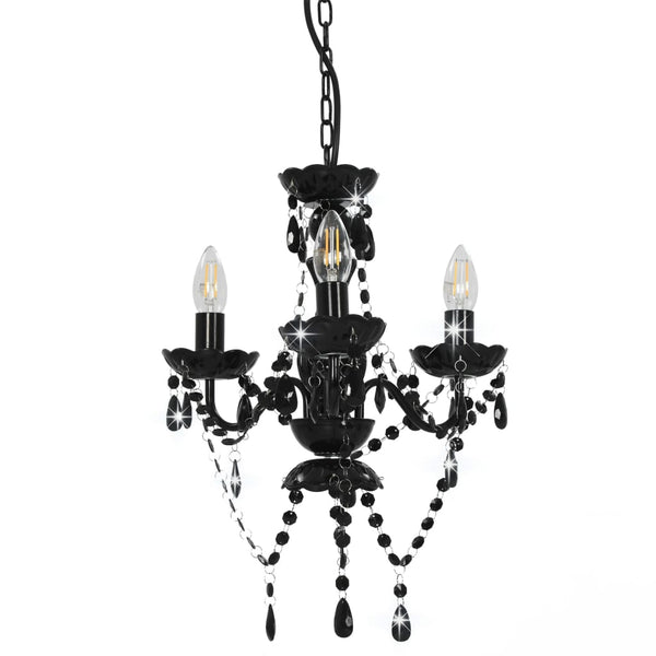 vidaXL Beaded Chandelier Black Round 3×E14