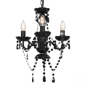 vidaXL Beaded Chandelier Black Round 3×E14