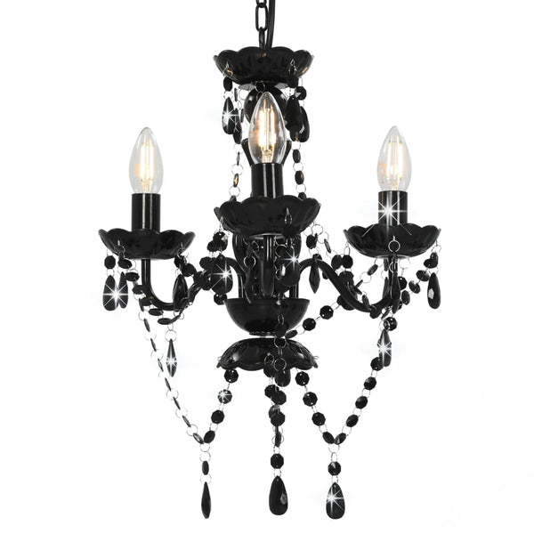 vidaXL Beaded Chandelier Black Round 3×E14