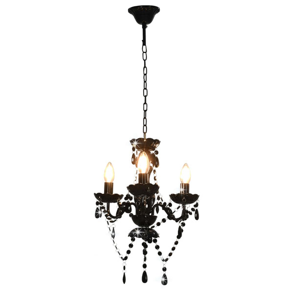 vidaXL Beaded Chandelier Black Round 3×E14