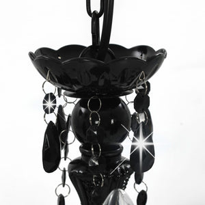 vidaXL Beaded Chandelier Black Round 3×E14