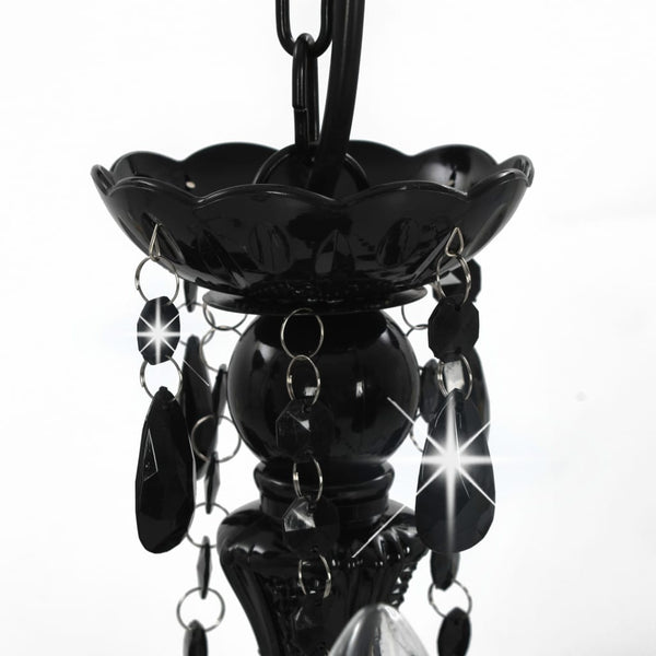 vidaXL Beaded Chandelier Black Round 3×E14