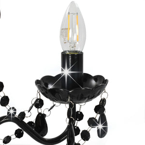 vidaXL Beaded Chandelier Black Round 3×E14