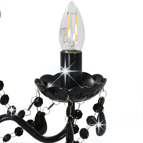 vidaXL Beaded Chandelier Black Round 3×E14