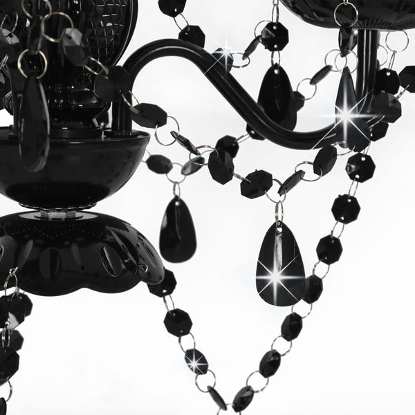 vidaXL Beaded Chandelier Black Round 3×E14