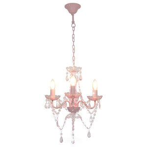 vidaXL Chandelier with Beads Pink Round 3×E14