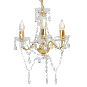 vidaXL Chandelier with Beads Gold Round 3×E14