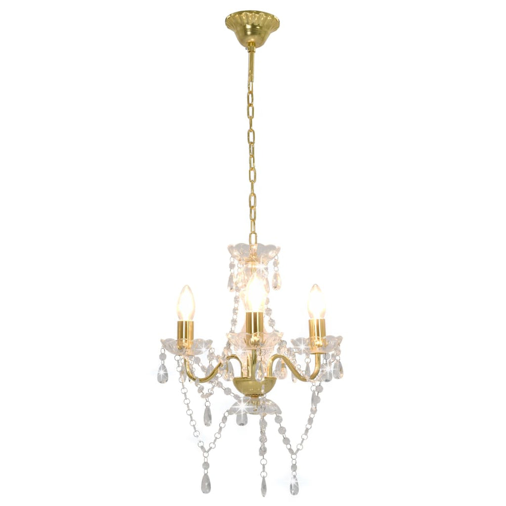 vidaXL Chandelier with Beads Gold Round 3×E14