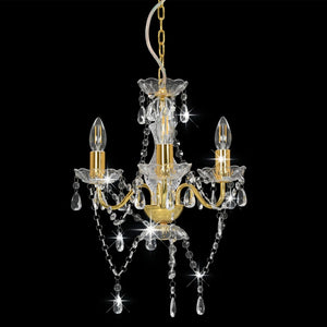 vidaXL Chandelier with Beads Gold Round 3×E14
