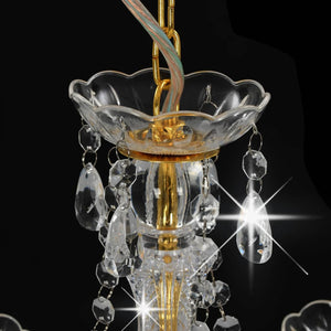 vidaXL Chandelier with Beads Gold Round 3×E14