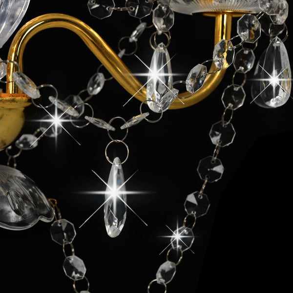 vidaXL Chandelier with Beads Gold Round 3×E14