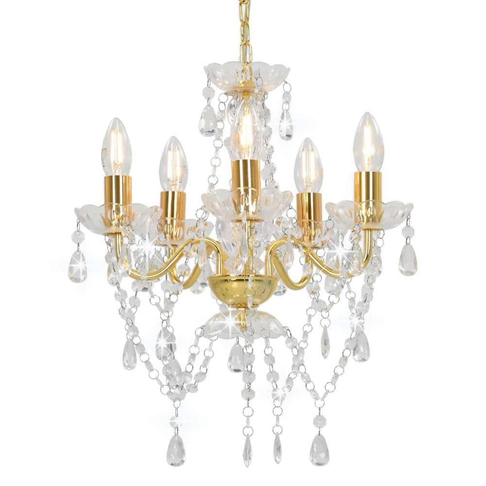 vidaXL Beaded Chandelier Golden Round 5×E14