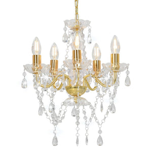 vidaXL Beaded Chandelier Golden Round 5×E14