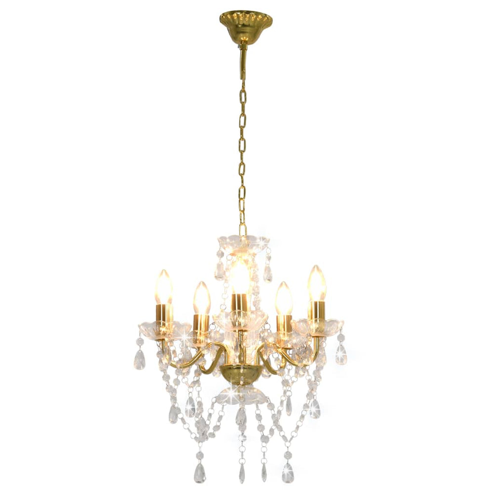 vidaXL Beaded Chandelier Golden Round 5×E14