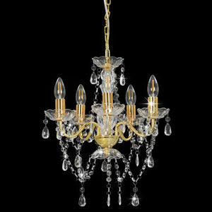 vidaXL Beaded Chandelier Golden Round 5×E14