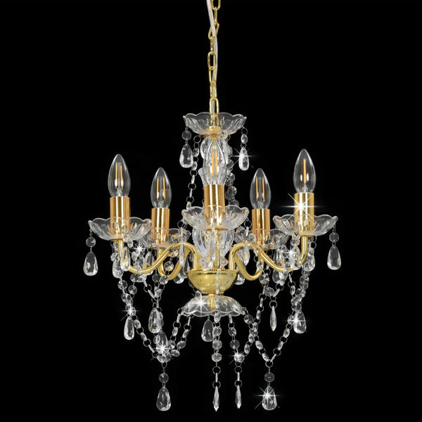 vidaXL Beaded Chandelier Golden Round 5×E14