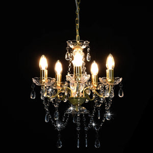 vidaXL Beaded Chandelier Golden Round 5×E14