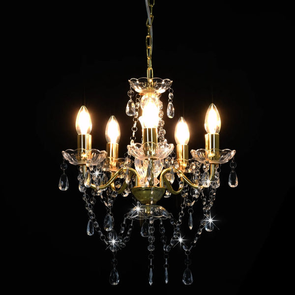 vidaXL Beaded Chandelier Golden Round 5×E14