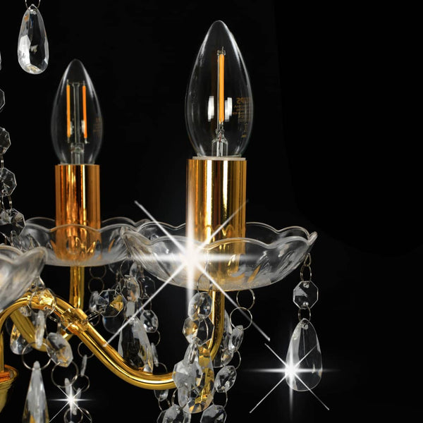 vidaXL Beaded Chandelier Golden Round 5×E14