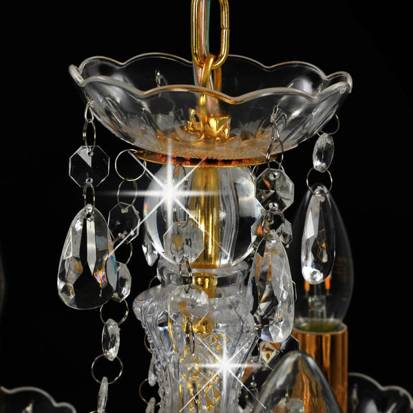 vidaXL Beaded Chandelier Golden Round 5×E14
