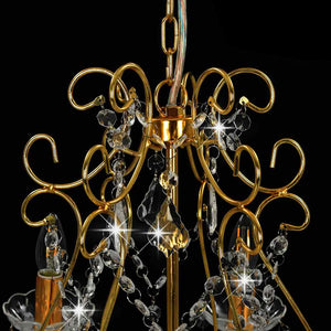 vidaXL Crystal Beaded Chandelier Gold Round 6×E14