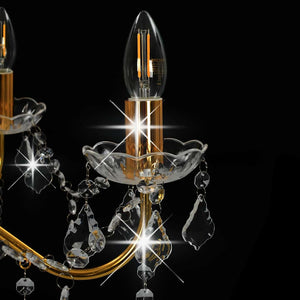 vidaXL Crystal Beaded Chandelier Gold Round 6×E14