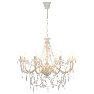 vidaXL Beaded Chandelier White 8 x E14 Sockets