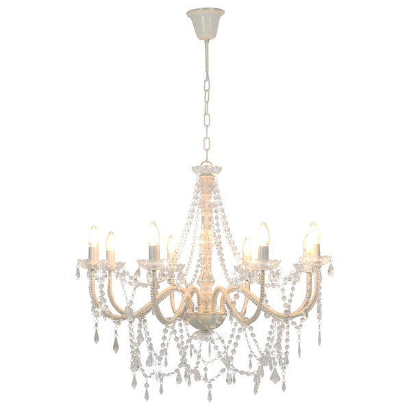 vidaXL Beaded Chandelier White 8 x E14 Sockets